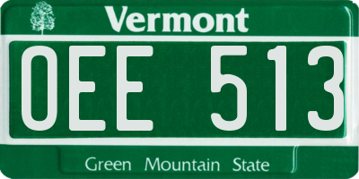 VT license plate OEE513