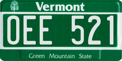 VT license plate OEE521