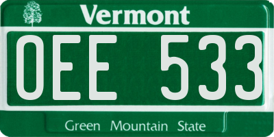 VT license plate OEE533