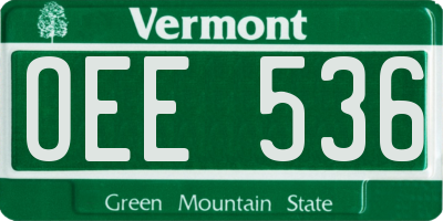 VT license plate OEE536