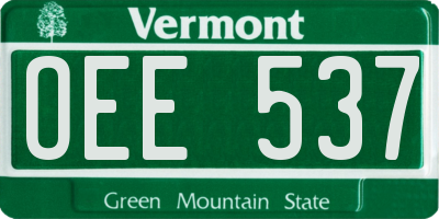 VT license plate OEE537