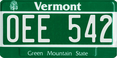 VT license plate OEE542