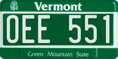 VT license plate OEE551