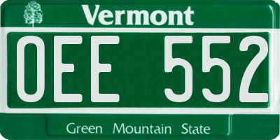 VT license plate OEE552