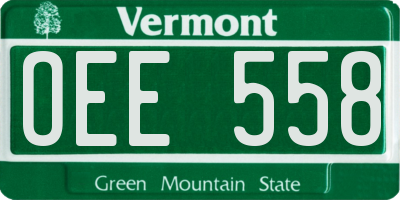 VT license plate OEE558