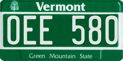 VT license plate OEE580