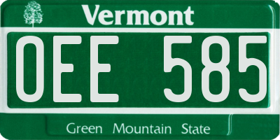 VT license plate OEE585