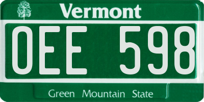 VT license plate OEE598