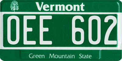 VT license plate OEE602