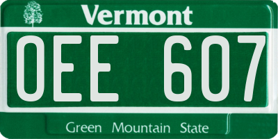VT license plate OEE607