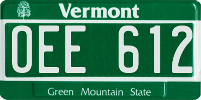 VT license plate OEE612