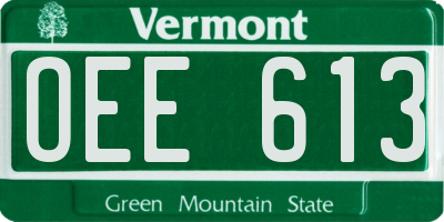 VT license plate OEE613