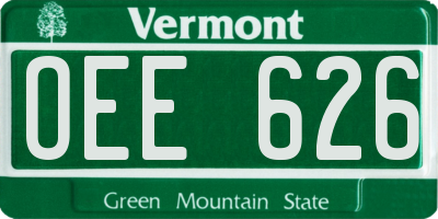 VT license plate OEE626