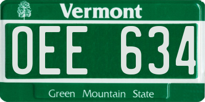 VT license plate OEE634