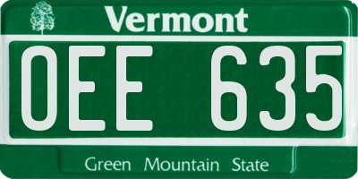 VT license plate OEE635