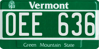 VT license plate OEE636