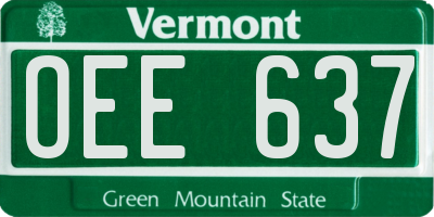 VT license plate OEE637
