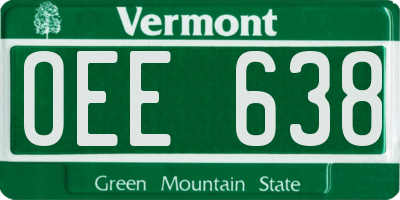 VT license plate OEE638
