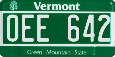 VT license plate OEE642