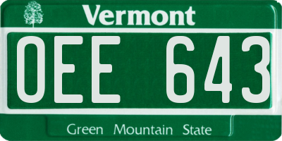 VT license plate OEE643