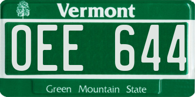 VT license plate OEE644