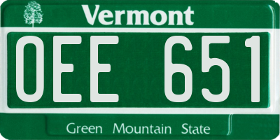 VT license plate OEE651