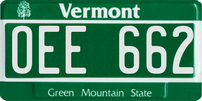 VT license plate OEE662
