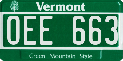 VT license plate OEE663
