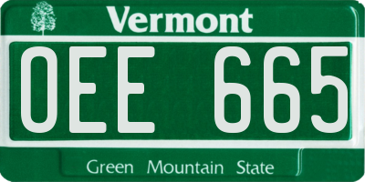 VT license plate OEE665