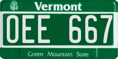 VT license plate OEE667