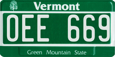 VT license plate OEE669