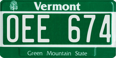 VT license plate OEE674