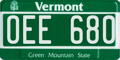 VT license plate OEE680