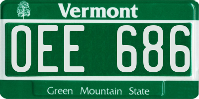 VT license plate OEE686