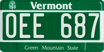 VT license plate OEE687