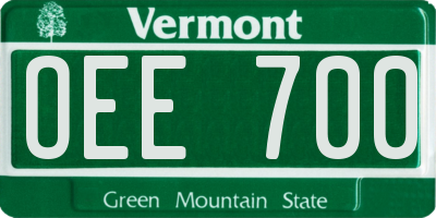 VT license plate OEE700