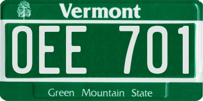 VT license plate OEE701
