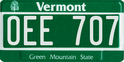 VT license plate OEE707