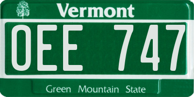 VT license plate OEE747