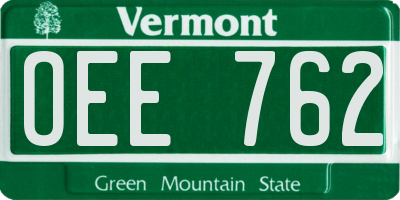 VT license plate OEE762