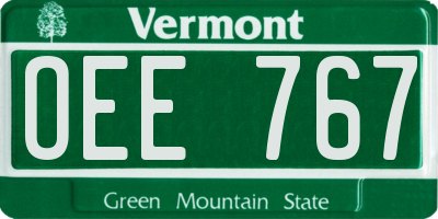 VT license plate OEE767
