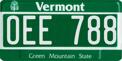 VT license plate OEE788