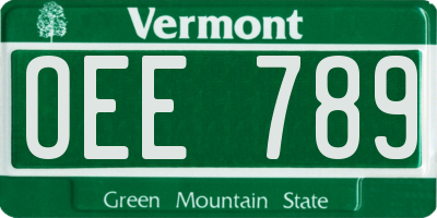 VT license plate OEE789