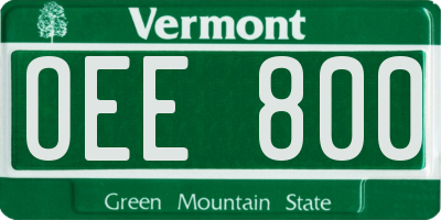 VT license plate OEE800