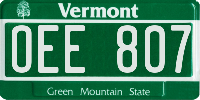 VT license plate OEE807