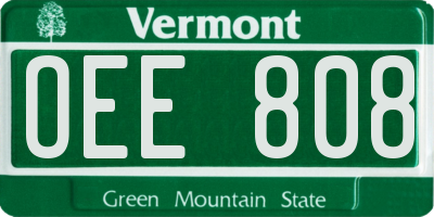 VT license plate OEE808