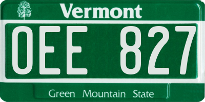VT license plate OEE827