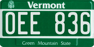 VT license plate OEE836