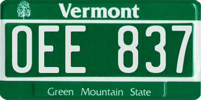 VT license plate OEE837
