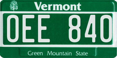 VT license plate OEE840